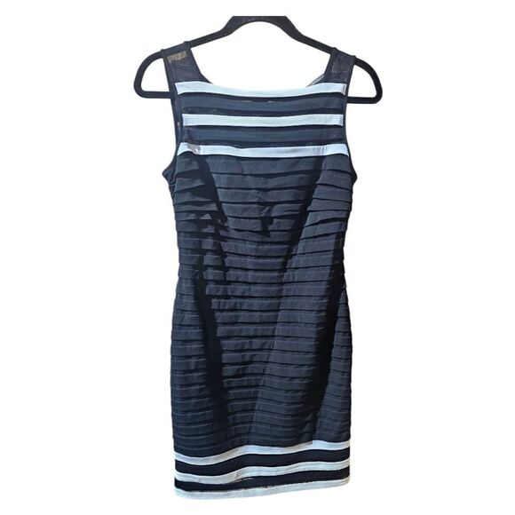 ADRIANNA PAPELL Black White Tiered Sheath Dress- Size 6 - Picture 1 of 8
